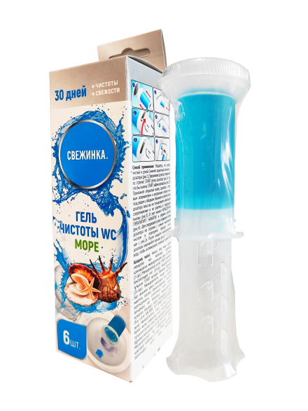 Гелевый освежитель WC с дозатором "Свежинка" море 37 гр., 1х18 шт  ― NORVIN