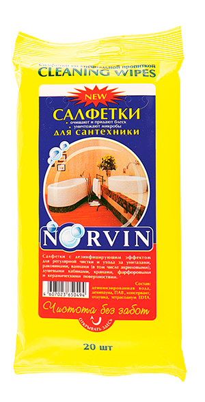 Салфетки со спец. пропиткой для сантехники "Norvin" 1х20 шт. ― NORVIN