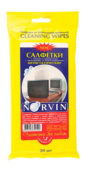 Салфетки со спец. пропиткой антистатик "Norvin"1х20 шт. ― NORVIN